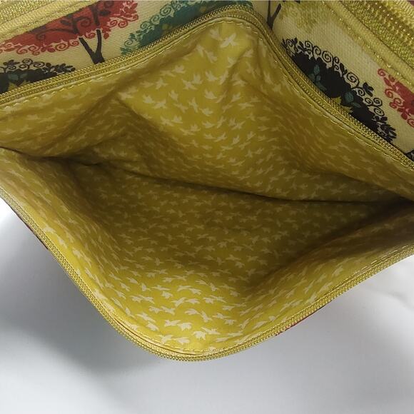 Fossil Tablet Case Bag Trees Birds Pattern PVC Coated Zippered Brass Accents - Picture 4 of 9